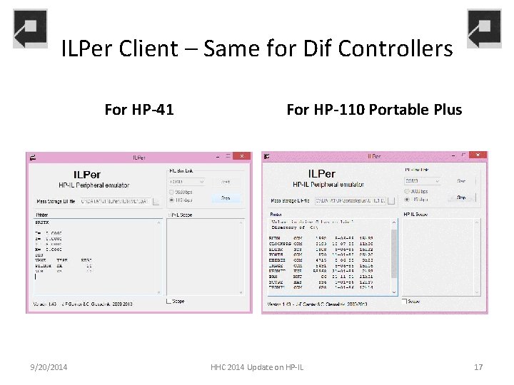 ILPer Client – Same for Dif Controllers For HP-41 9/20/2014 For HP-110 Portable Plus