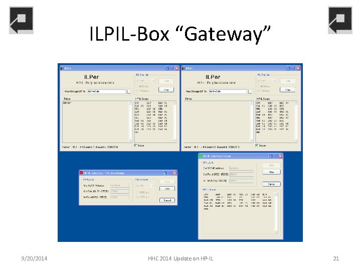 ILPIL-Box “Gateway” 9/20/2014 HHC 2014 Update on HP-IL 21 