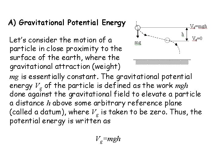 A) Gravitational Potential Energy Let’s consider the motion of a particle in close proximity