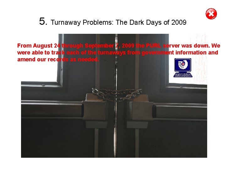 5. Turnaway Problems: The Dark Days of 2009 From August 24 through September 7,