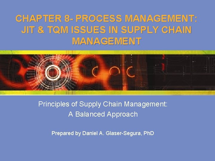 CHAPTER 8 - PROCESS MANAGEMENT: JIT & TQM ISSUES IN SUPPLY CHAIN MANAGEMENT Principles