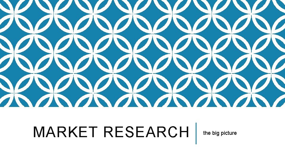 MARKET RESEARCH the big picture 