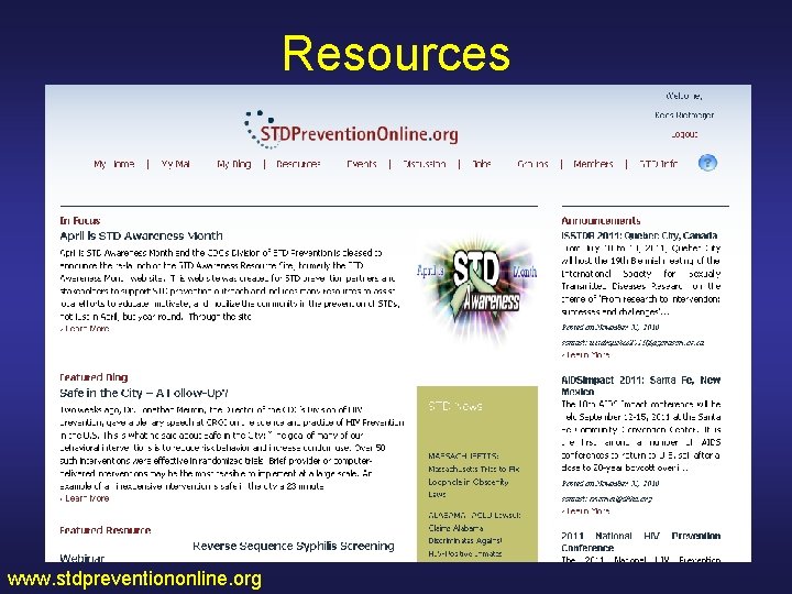 Resources www. stdpreventiononline. org 