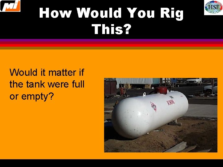 How Would You Rig This? Would it matter if the tank were full or