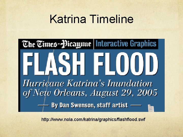 Katrina Timeline http: //www. nola. com/katrina/graphics/flashflood. swf 