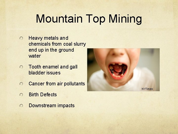 Mountain Top Mining Heavy metals and chemicals from coal slurry end up in the