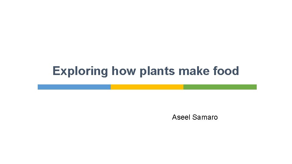 Exploring how plants make food Aseel Samaro 