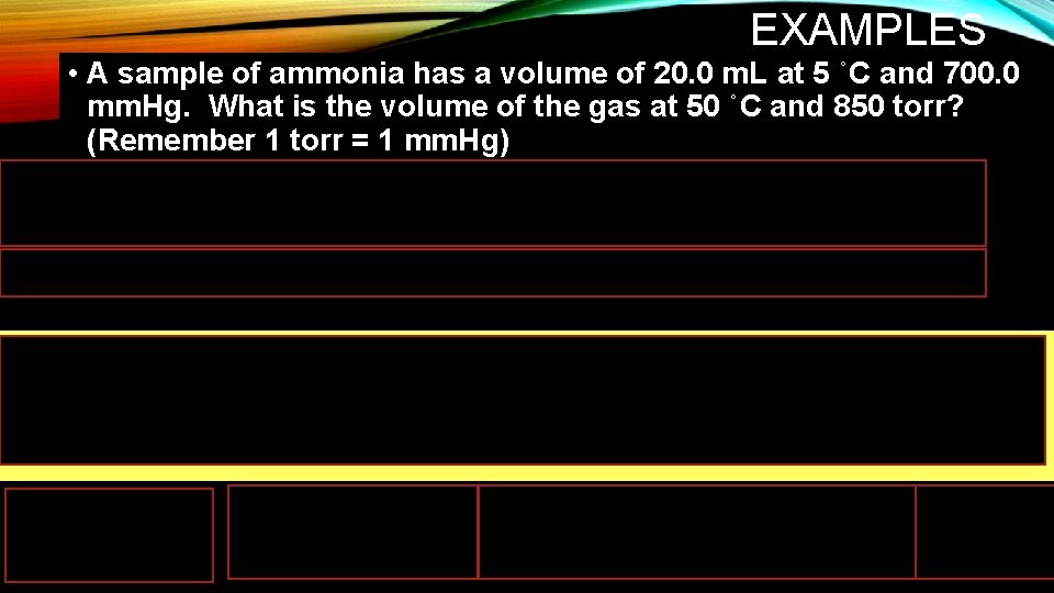 EXAMPLES • A sample of ammonia has a volume of 20. 0 m. L EXAMPLES • A sample of ammonia has a volume of 20. 0 m. L