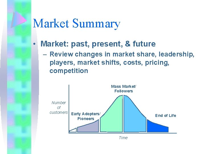 Market Summary • Market: past, present, & future – Review changes in market share,