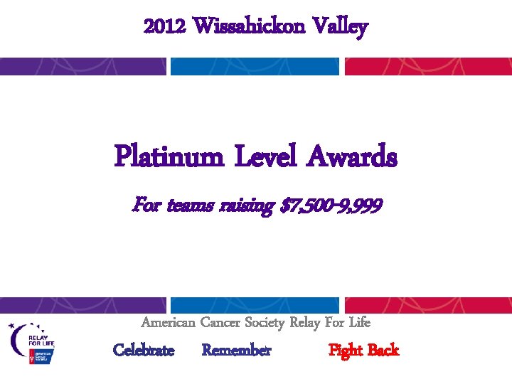 2012 Wissahickon Valley Platinum Level Awards For teams raising $7, 500 -9, 999 American
