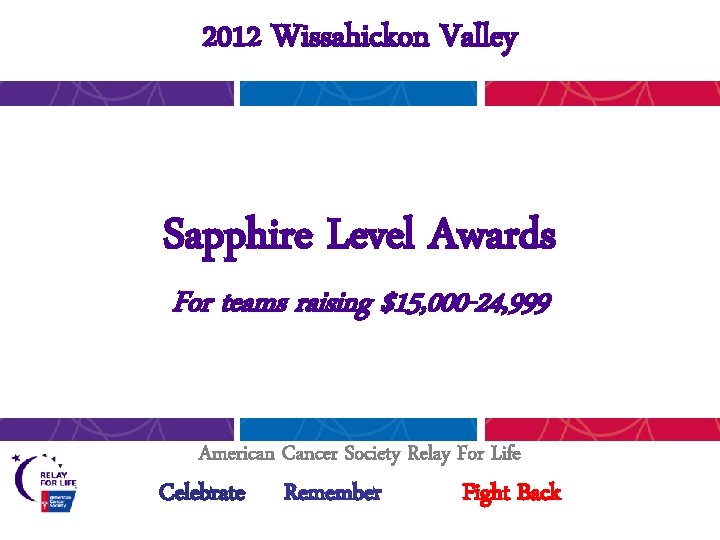 2012 Wissahickon Valley Sapphire Level Awards For teams raising $15, 000 -24, 999 American