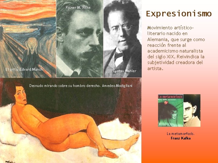 Rainer M. Rilke Expresionismo El grito. Edvard Munch Gustav Mahler Movimiento artísticoliterario nacido en