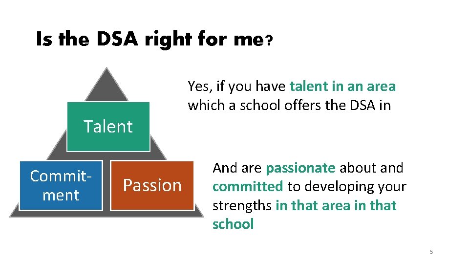 Is the DSA right for me? Yes, if you have talent in an area
