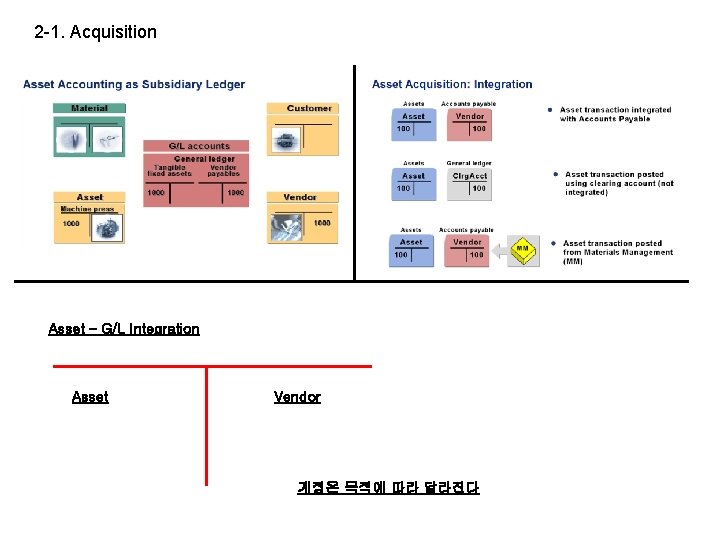 2 -1. Acquisition Asset – G/L Integration Asset Vendor 계정은 목적에 따라 달라진다 