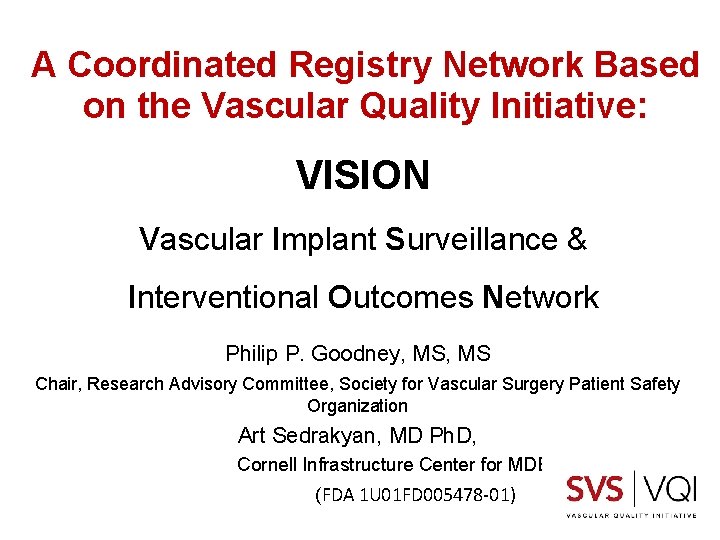 A Coordinated Registry Network Based on the Vascular Quality Initiative: VISION Vascular Implant Surveillance