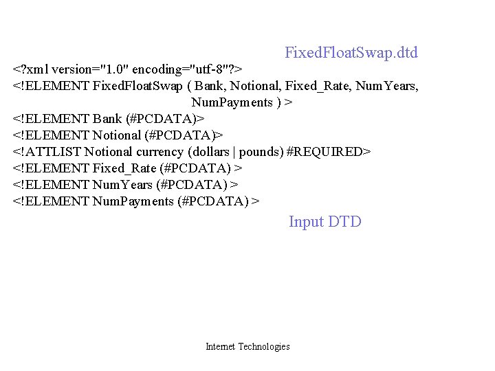Fixed. Float. Swap. dtd <? xml version="1. 0" encoding="utf-8"? > <!ELEMENT Fixed. Float. Swap