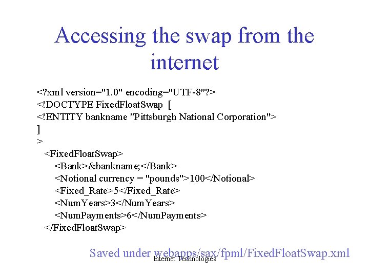 Accessing the swap from the internet <? xml version="1. 0" encoding="UTF-8"? > <!DOCTYPE Fixed.