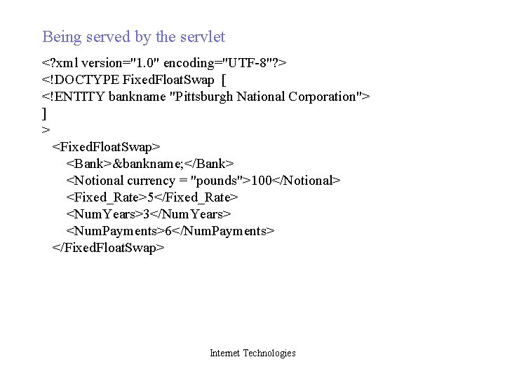 Being served by the servlet <? xml version="1. 0" encoding="UTF-8"? > <!DOCTYPE Fixed. Float.