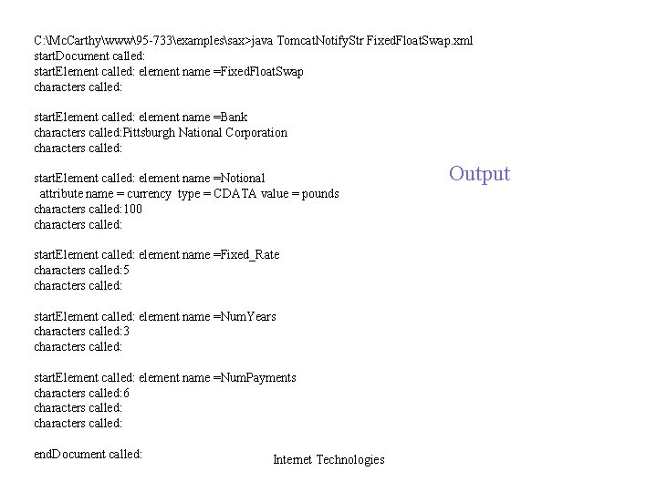 C: Mc. Carthywww95 -733examplessax>java Tomcat. Notify. Str Fixed. Float. Swap. xml start. Document called: