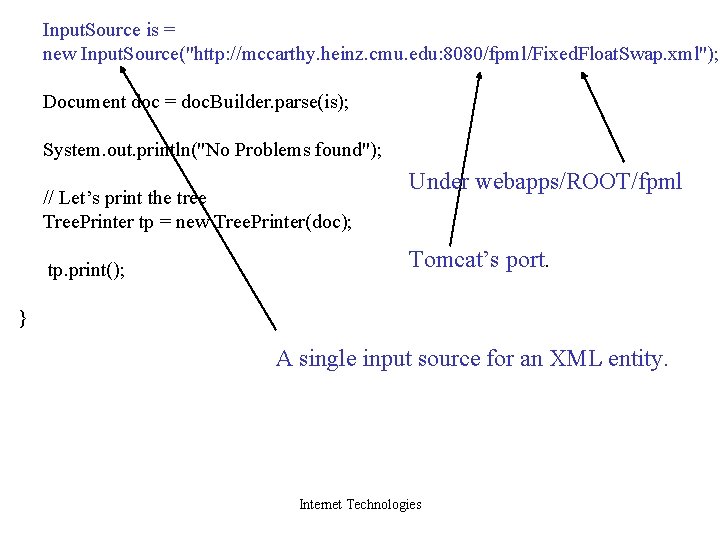 Input. Source is = new Input. Source("http: //mccarthy. heinz. cmu. edu: 8080/fpml/Fixed. Float. Swap.