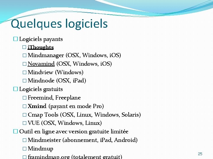 Quelques logiciels � Logiciels payants � i. Thoughts � Mindmanager (OSX, Windows, i. OS)