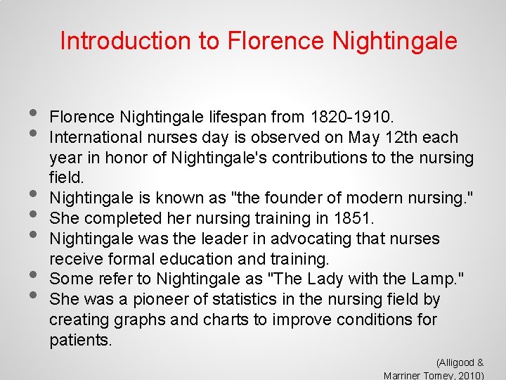 Introduction to Florence Nightingale • • Florence Nightingale lifespan from 1820 -1910. International nurses