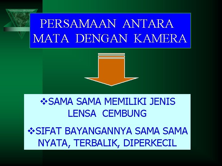 PERSAMAAN ANTARA MATA DENGAN KAMERA v. SAMA MEMILIKI JENIS LENSA CEMBUNG v. SIFAT BAYANGANNYA