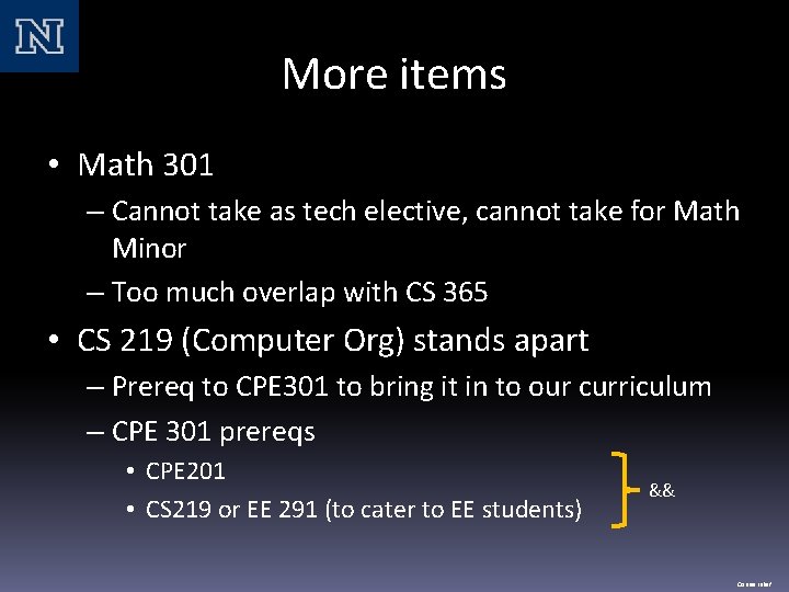 More items • Math 301 – Cannot take as tech elective, cannot take for More items • Math 301 – Cannot take as tech elective, cannot take for