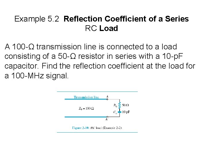 Example 5. 2 Reflection Coefficient of a Series RC Load A 100 -Ω transmission