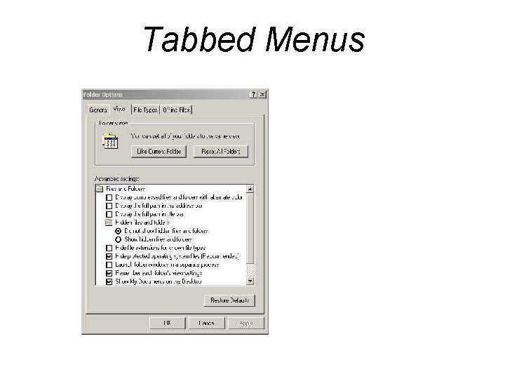Tabbed Menus Tabbed Menus
