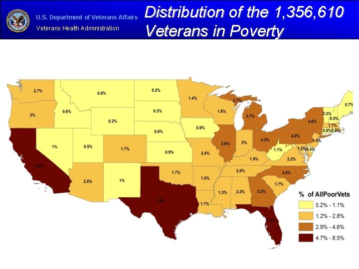 U. S. Department of Veterans Affairs Veterans Health Administration Distribution of the 1, 356,