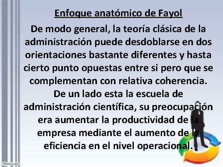 Enfoque anatómico de Fayol De modo general, la teoría clásica de la administración puede