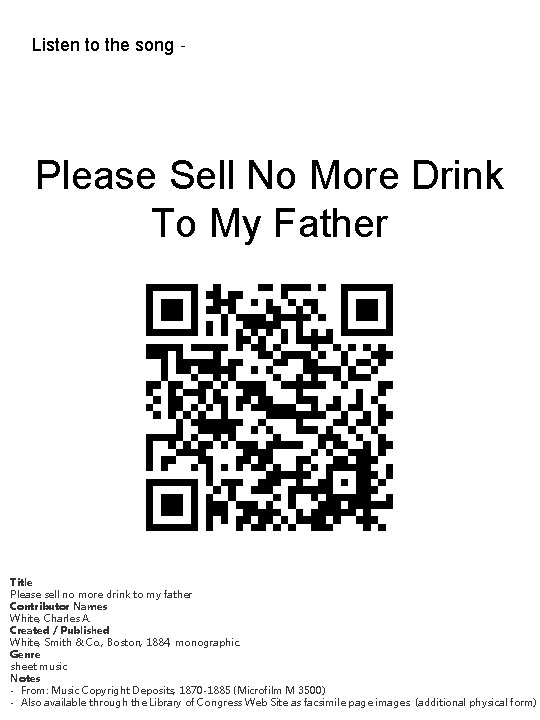 Listen to the song - Please Sell No More Drink To My Father Title Listen to the song - Please Sell No More Drink To My Father Title
