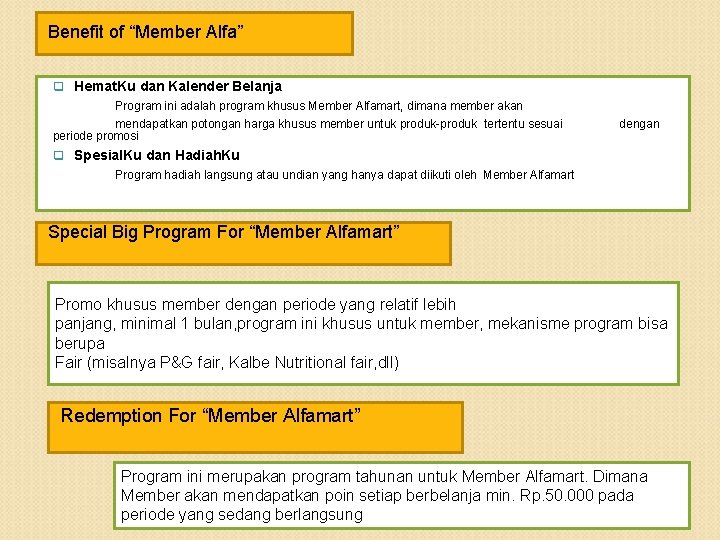 Benefit of “Member Alfa” q Hemat. Ku dan Kalender Belanja Program ini adalah program