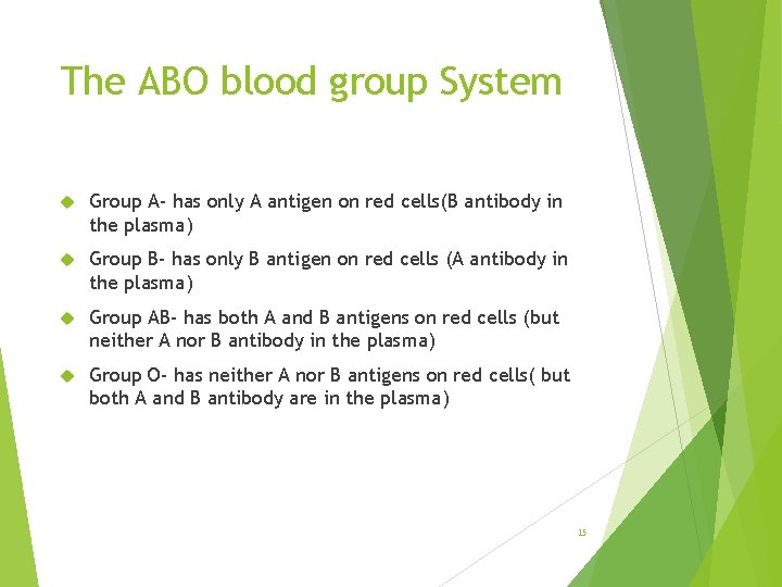 The ABO blood group System Group A- has only A antigen on red cells(B