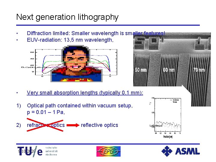 Next generation lithography • • Diffraction limited: Smaller wavelength is smaller features! EUV-radiation: 13,