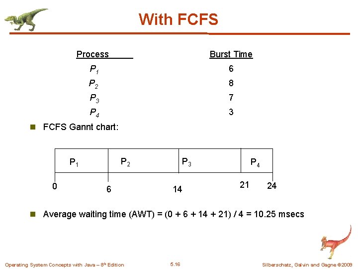 With FCFS Process Arrival Time Burst Time P 1 0. 0 6 P 2