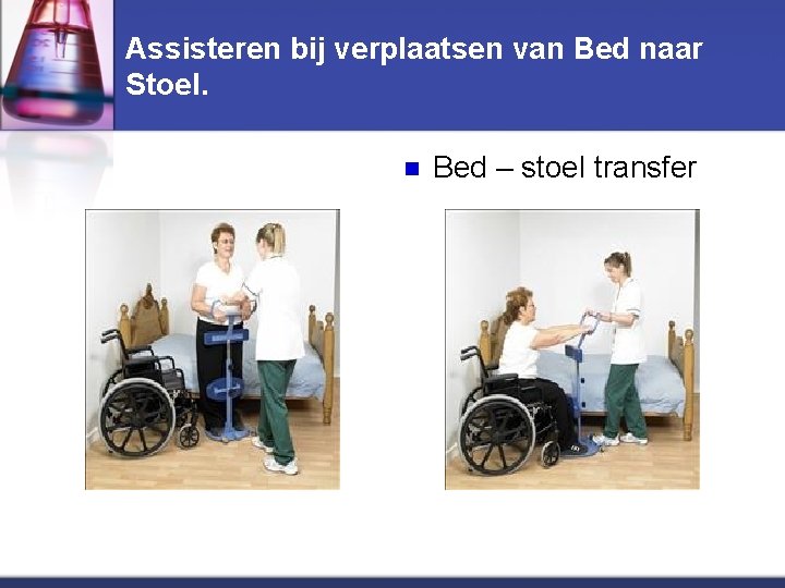 Assisteren bij verplaatsen van Bed naar Stoel. n Bed – stoel transfer 