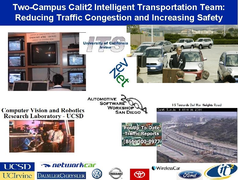 Two-Campus Calit 2 Intelligent Transportation Team: Reducing Traffic Congestion and Increasing Safety 