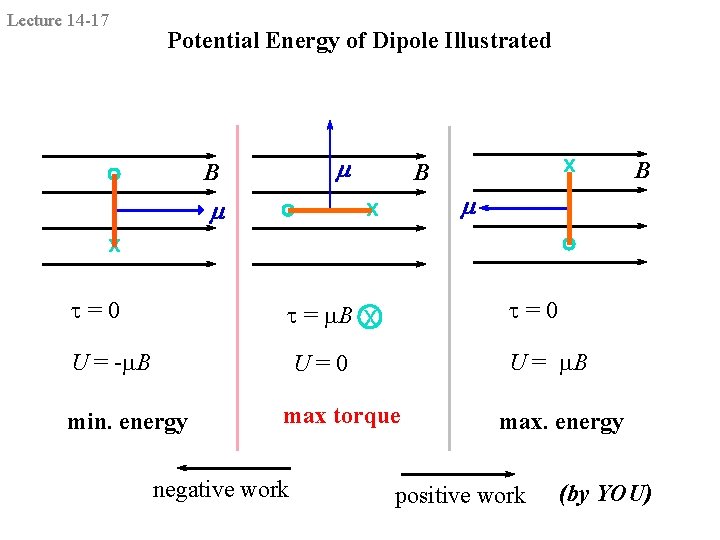 Lecture 14 -17 Potential Energy of Dipole Illustrated m B m x B B