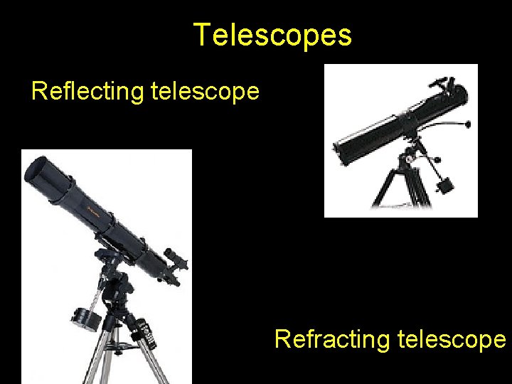 Telescopes Reflecting telescope Refracting telescope 