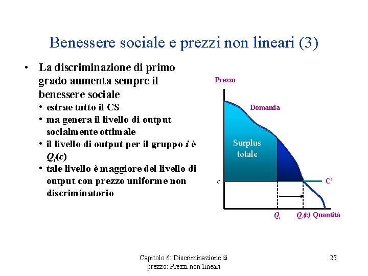 Benessere sociale e prezzi non lineari (3) • La discriminazione di primo grado aumenta