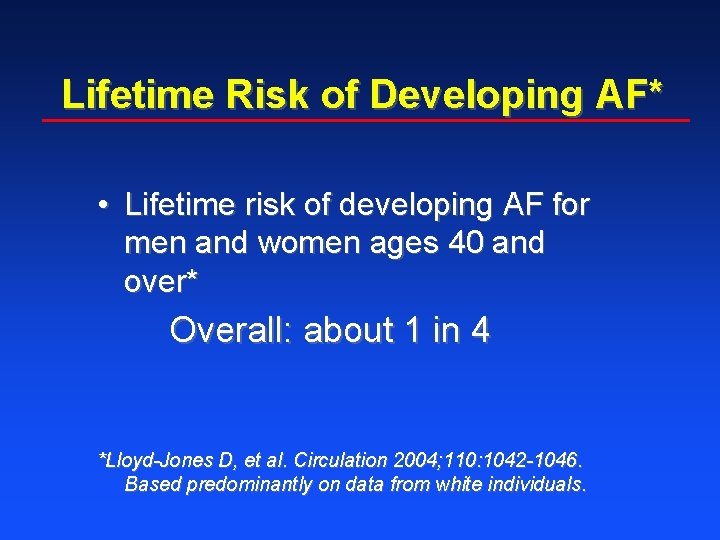 Lifetime Risk of Developing AF* • Lifetime risk of developing AF for men and