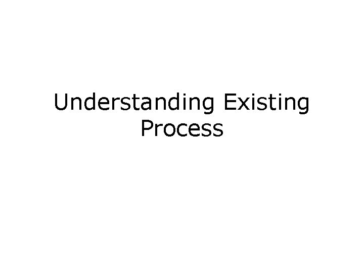 Understanding Existing Process 