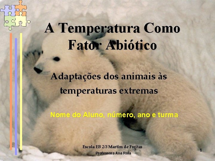 A Temperatura Como Fator Abiótico Adaptações dos animais às temperaturas extremas Nome do Aluno,