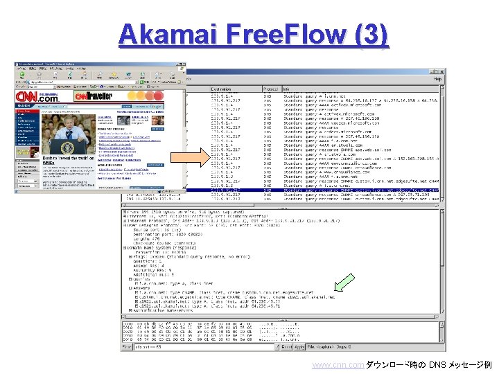 Akamai Free. Flow (3) www. cnn. com ダウンロード時の DNS メッセージ例 