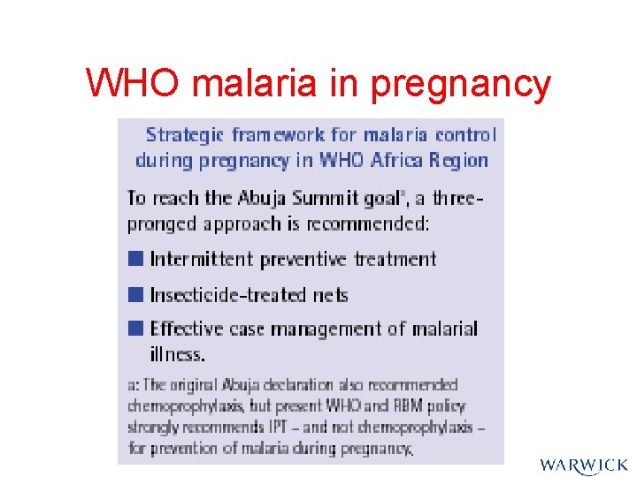 WHO malaria in pregnancy WHO malaria in pregnancy