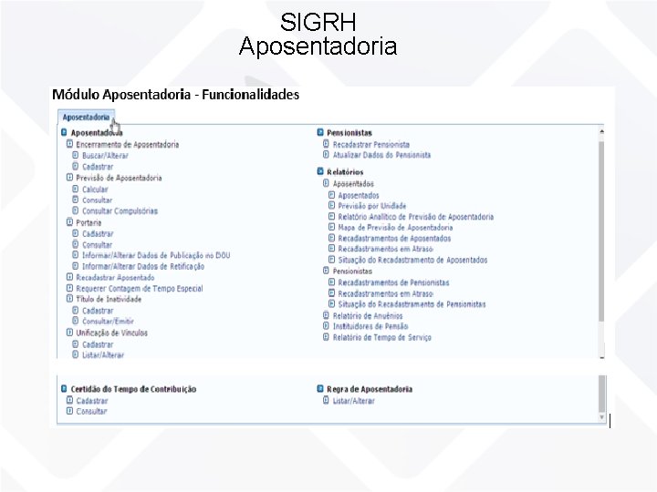 SIGRH Aposentadoria 