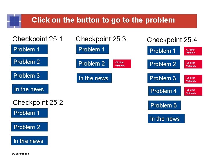 Click on the button to go to the problem Checkpoint 25. 1 Checkpoint 25.