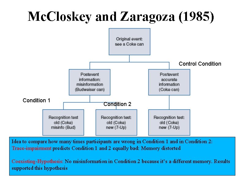 Mc. Closkey and Zaragoza (1985) Control Condition 1 Condition 2 Idea to compare how